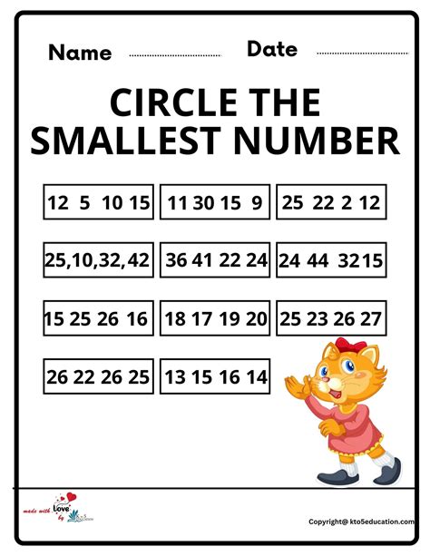 365 worksheets identifying smallest number of 3 digits